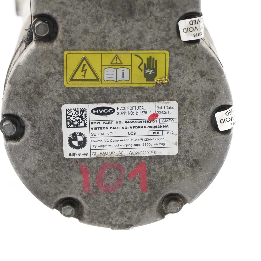 Clima Compressor BMW i3 I01 Electric Hybrid A/C Electrical Air Conditioning Con to with Part number 9347662 Clima Compressor BMW i3 I01 Electric Hybrid A/C Electrical Air Conditioning Con - SKU 9347662 - Part number 9347662