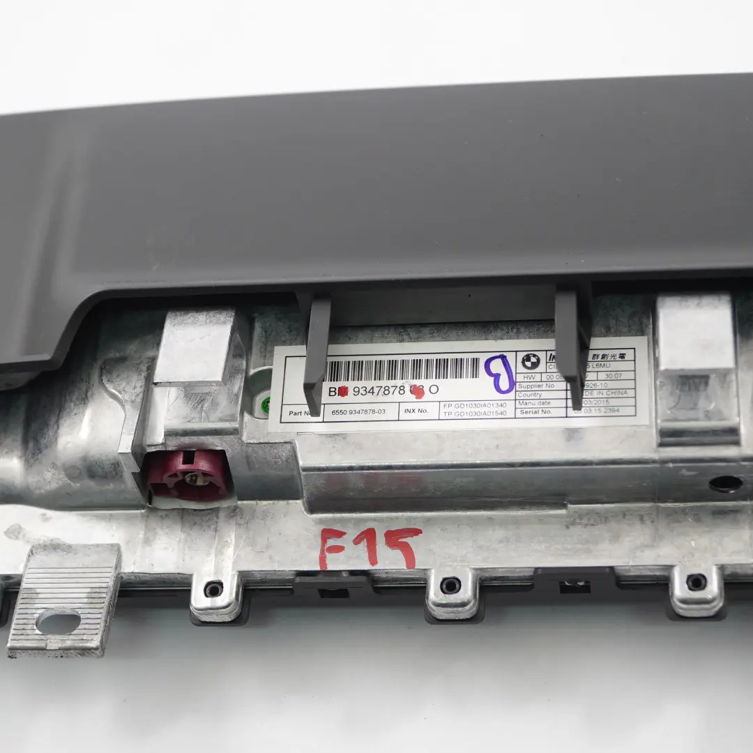 Monitor cruscotto BMW X5 F15 Schermo centrale di bordo 10,25" per con numero di parte 9347878 Monitor cruscotto BMW X5 F15 Schermo centrale di bordo 10,25" - SKU 9347878 - Numero di parte 9347878