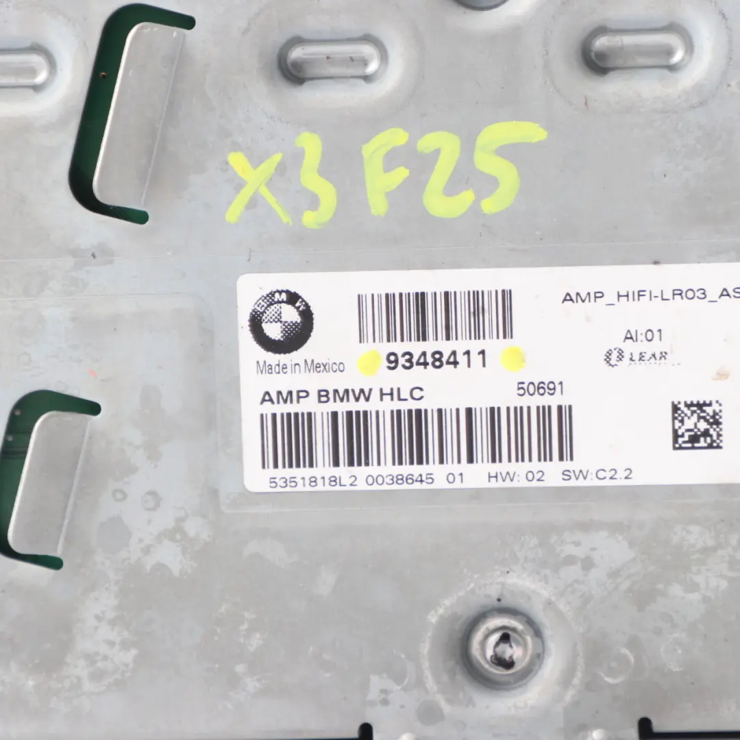 Hifi System Audio Sound Amplifier AMP Module Unit to BMW X3 F25 with Part number 9348411 BMW X3 F25 Hifi System Audio Sound Amplifier AMP Module Unit - SKU 9348411 - Part number 9348411