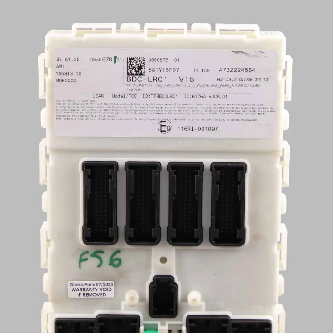 ECU Body Domain Controller BDC Module to Mini Cooper One F54 F55 F56 F60 with Part number 9350678 Mini Cooper One F54 F55 F56 F60 ECU Body Domain Controller BDC Module - SKU 9350678 - Part number 9350678