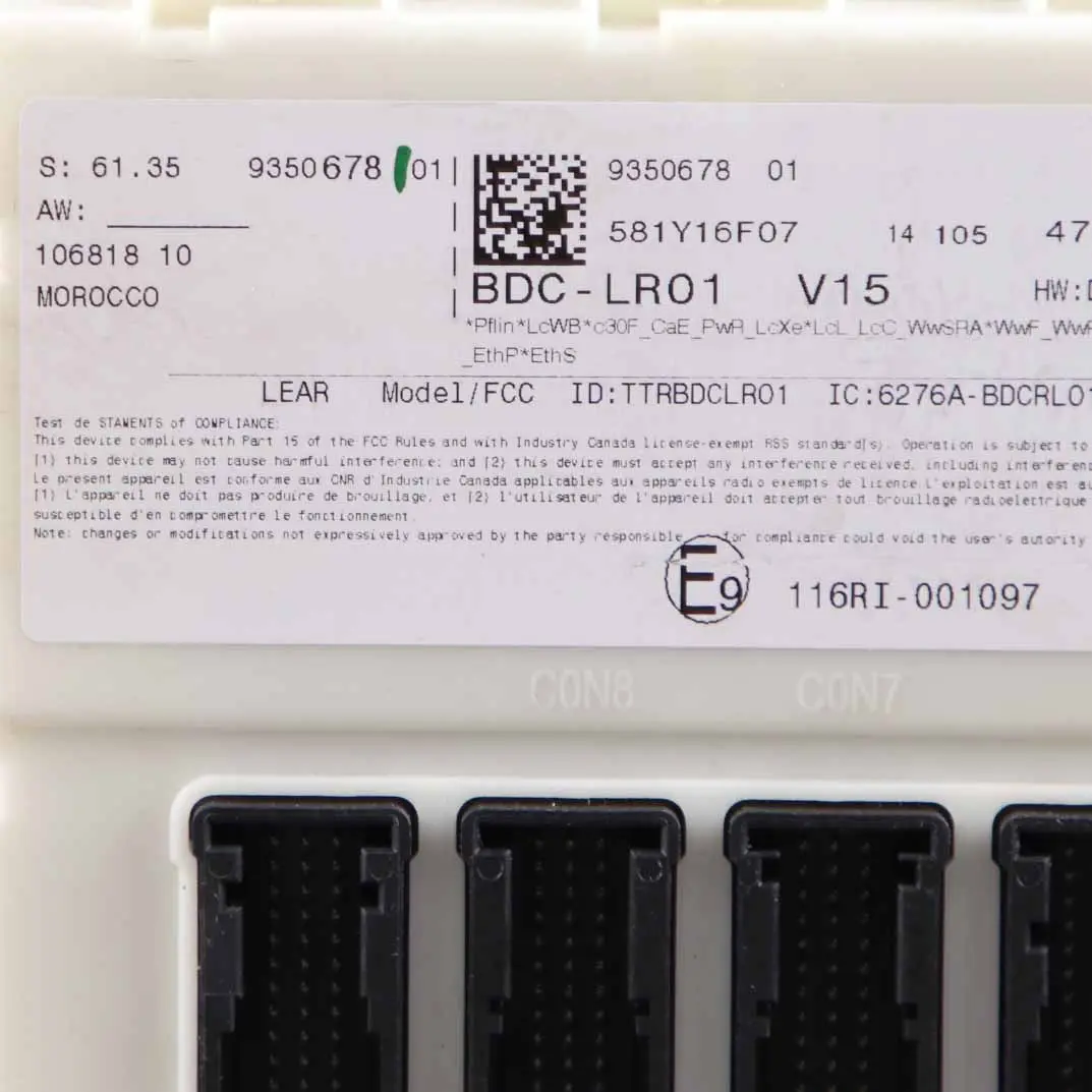 ECU Body Domain Controller BDC Module to Mini Cooper One F54 F55 F56 F60 with Part number 9350678 Mini Cooper One F54 F55 F56 F60 ECU Body Domain Controller BDC Module - SKU 9350678 - Part number 9350678