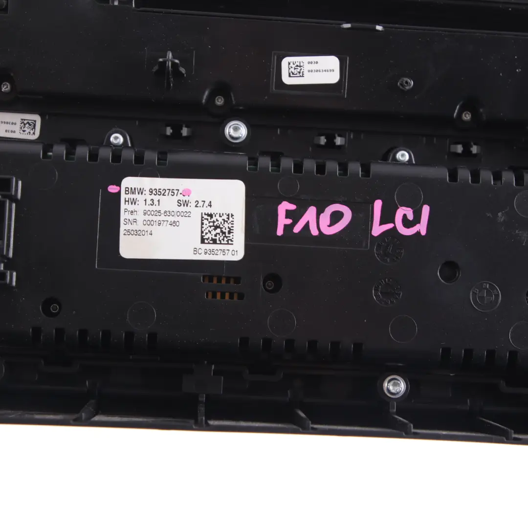  Panneau climatisation BMW F10 F11 Radio A/C Unité contrôle interrupteurs - SKU 9352757 - Numéro de pièce 9352757