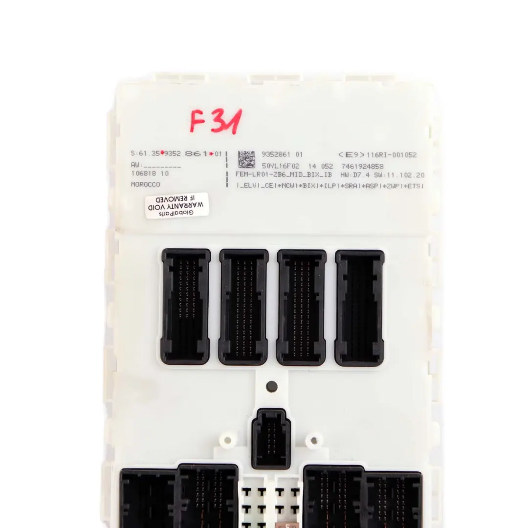  Módulo FEM BMW F20 F22 F30 F32 Unidad Control ECU Caja Fusibles - SKU 9352861-1 - Número de pieza 9352861