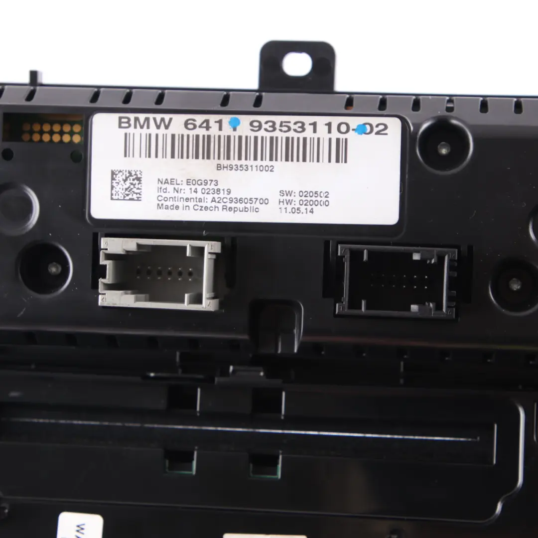 BMW X3 F25 Switch Panel Radio Air Conditioning Control Panel Black - SKU 9353110 - Part number 9353110