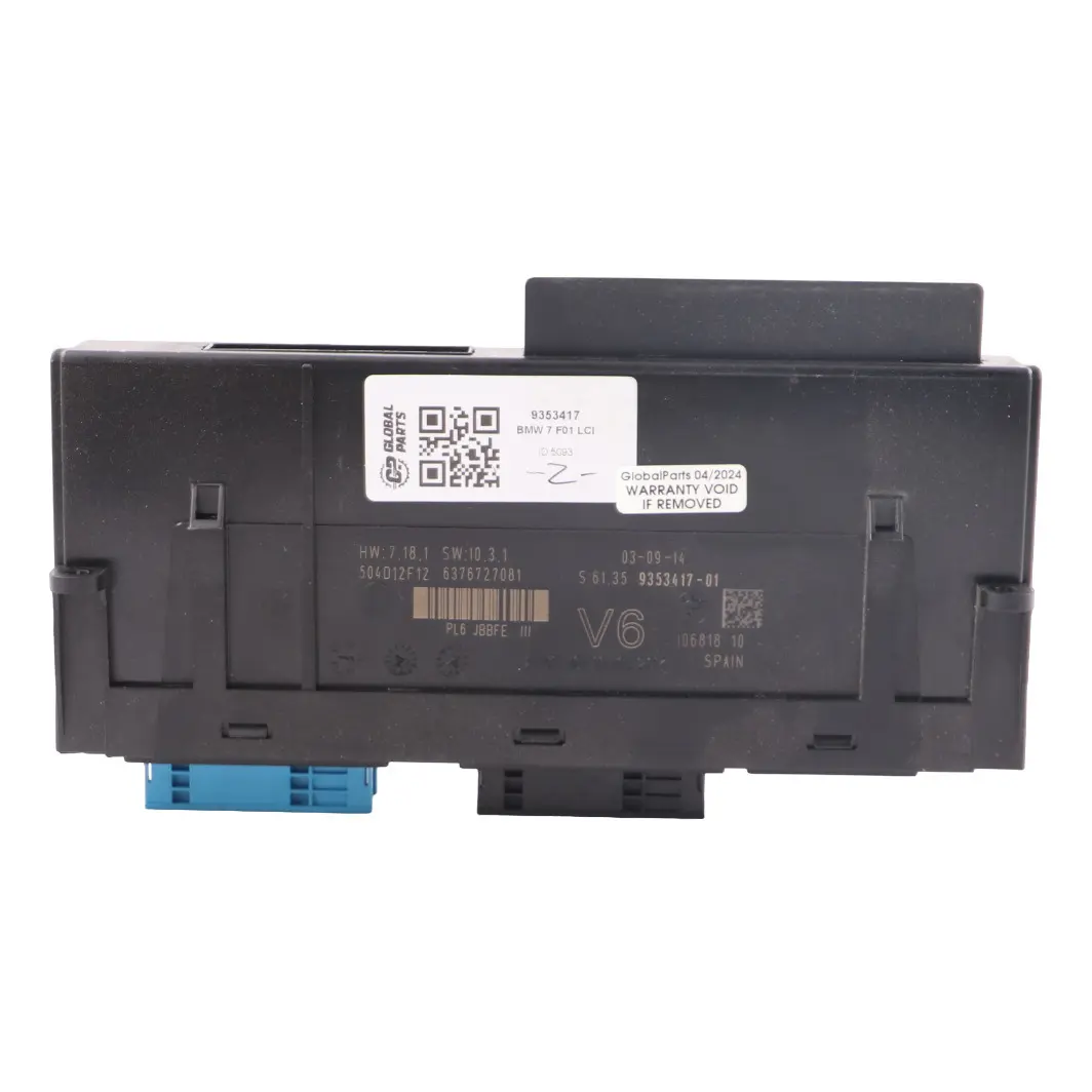 Junction Box BMW F01 LCI PL6 JBBFE III V6 Body Control Module to with Part number 9353417 Junction Box BMW F01 LCI PL6 JBBFE III V6 Body Control Module - SKU 9353417 - Part number 9353417