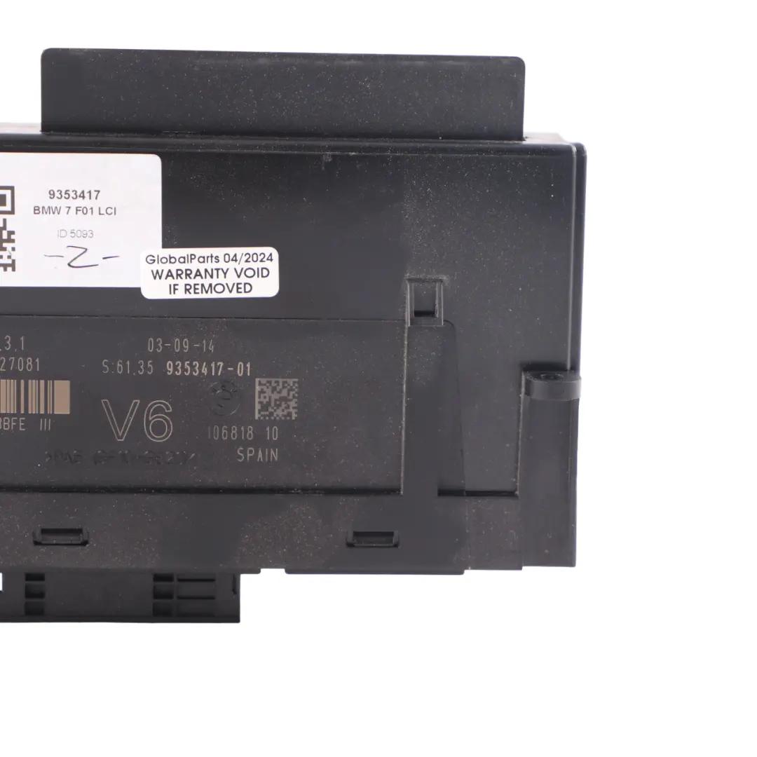 Junction Box BMW F01 LCI PL6 JBBFE III V6 Body Control Module to with Part number 9353417 Junction Box BMW F01 LCI PL6 JBBFE III V6 Body Control Module - SKU 9353417 - Part number 9353417