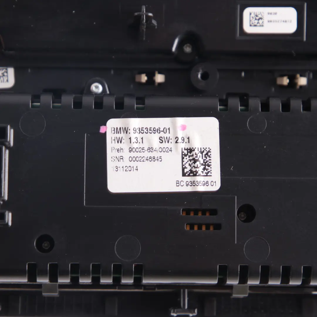 BMW F10 F11 Air Conditioning Switch Panel A/C Climate Control Unit - SKU 9353596 - Part number 9353596