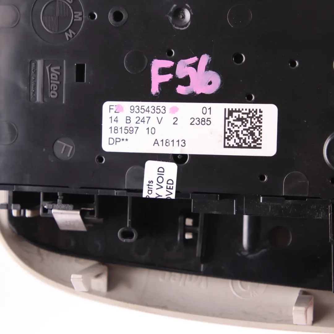 Roof Light Switch Mini F55 F56 Centre Function Light Control Headliner to with Part number 9354353 Roof Light Switch Mini F55 F56 Centre Function Light Control Headliner - SKU 9354353 - Part number 9354353