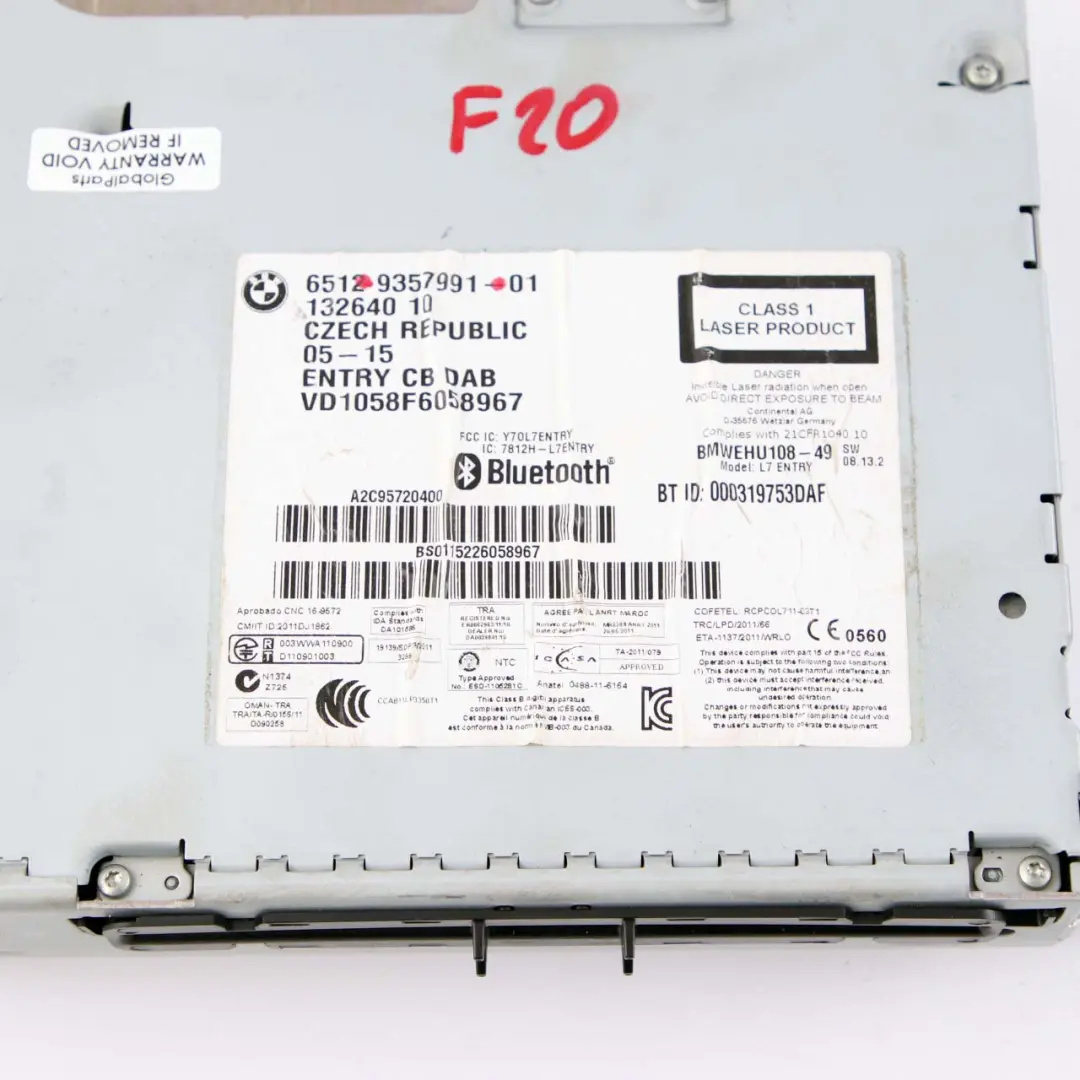 Unità principale Base Media Navigation per BMW F10 F20 F30 con numero di parte 9357991 BMW F10 F20 F30 Unità principale Base Media Navigation - SKU 9357991 - Numero di parte 9357991