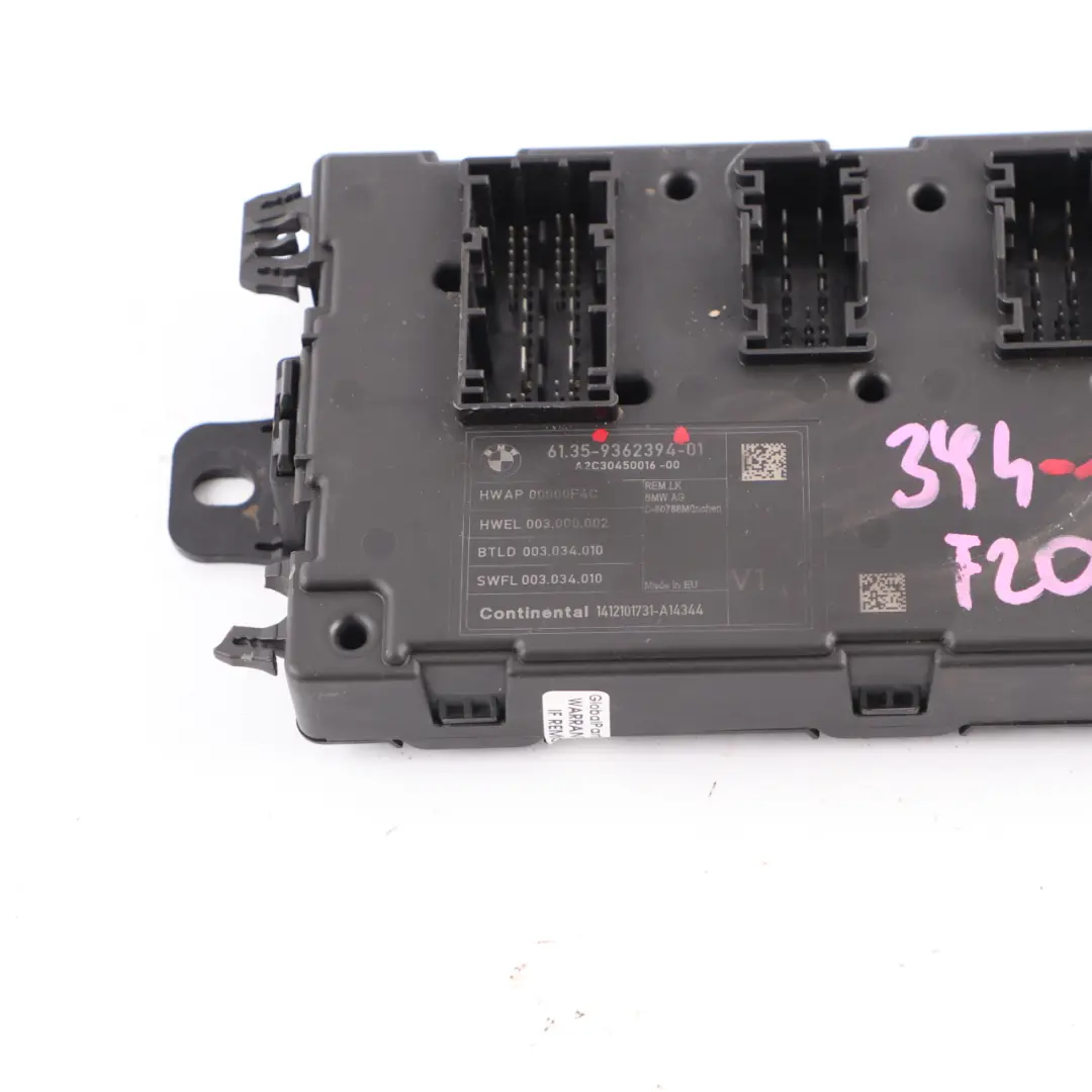 Body Control Module BMW F20 F21 F30 F31 F32 F34 F36 REM Unit to with Part number 9362394 Body Control Module BMW F20 F21 F30 F31 F32 F34 F36 REM Unit - SKU 9362394-1 - Part number 9362394