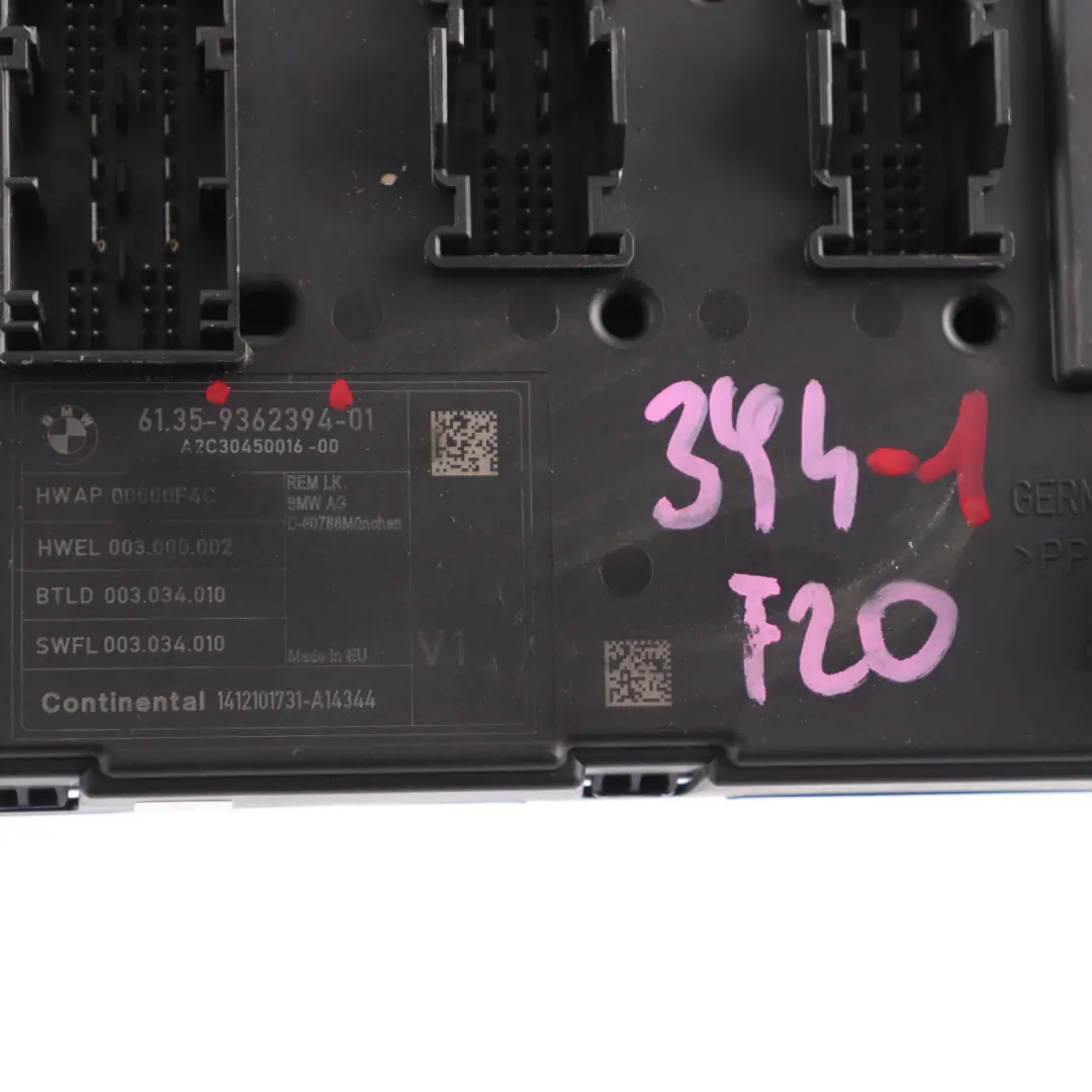 Body Control Module BMW F20 F21 F30 F31 F32 F34 F36 REM Unit to with Part number 9362394 Body Control Module BMW F20 F21 F30 F31 F32 F34 F36 REM Unit - SKU 9362394-1 - Part number 9362394