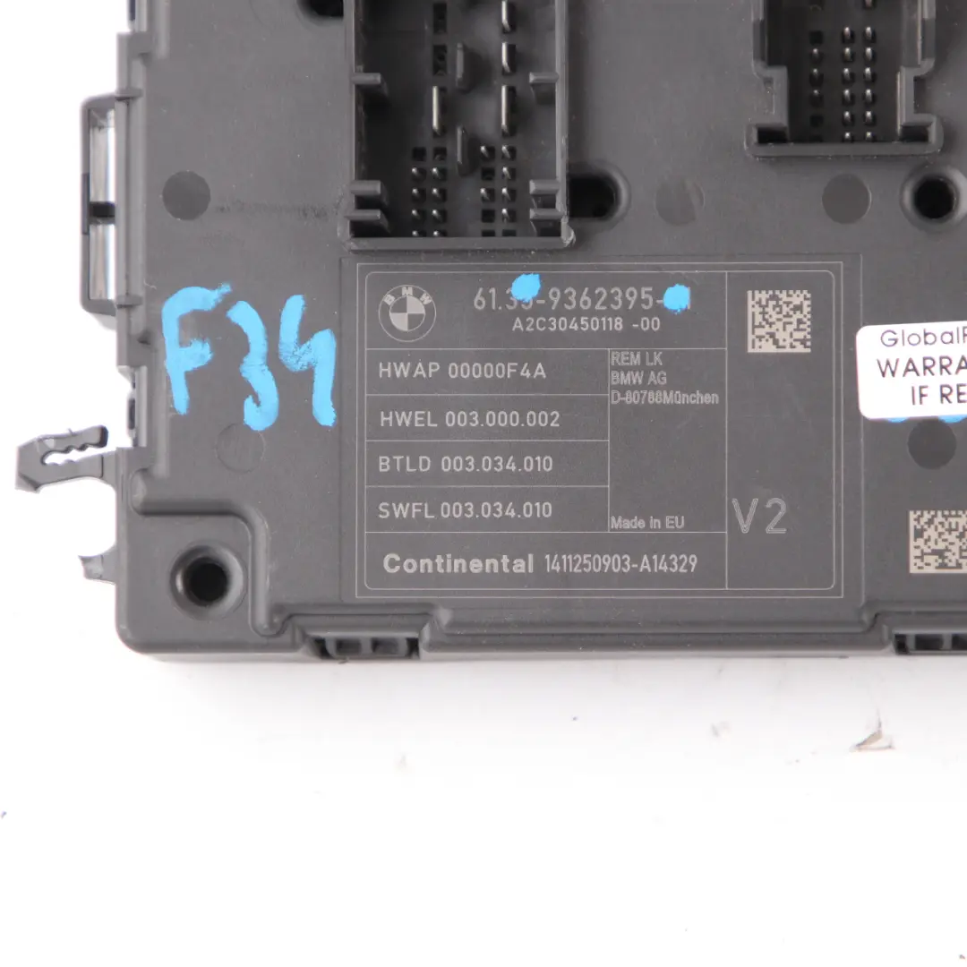 Modulo Unità Controllo Corpo Elettrico REM V2 per BMW F20 F30 F31 F34 con numero di parte 9362395 BMW F20 F30 F31 F34 Modulo Unità Controllo Corpo Elettrico REM V2 - SKU 9362395 - Numero di parte 9362395