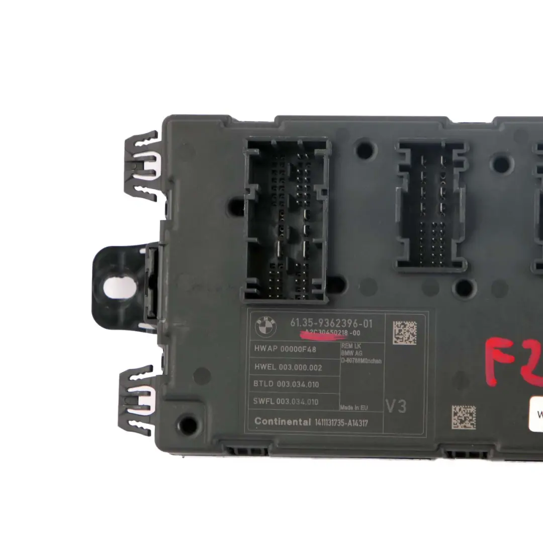 BMW F20 REM Módulo Electrónico Trasero Caja Fusibles Unidad Controlar V3 - SKU 9362396 - Número de pieza 9362396