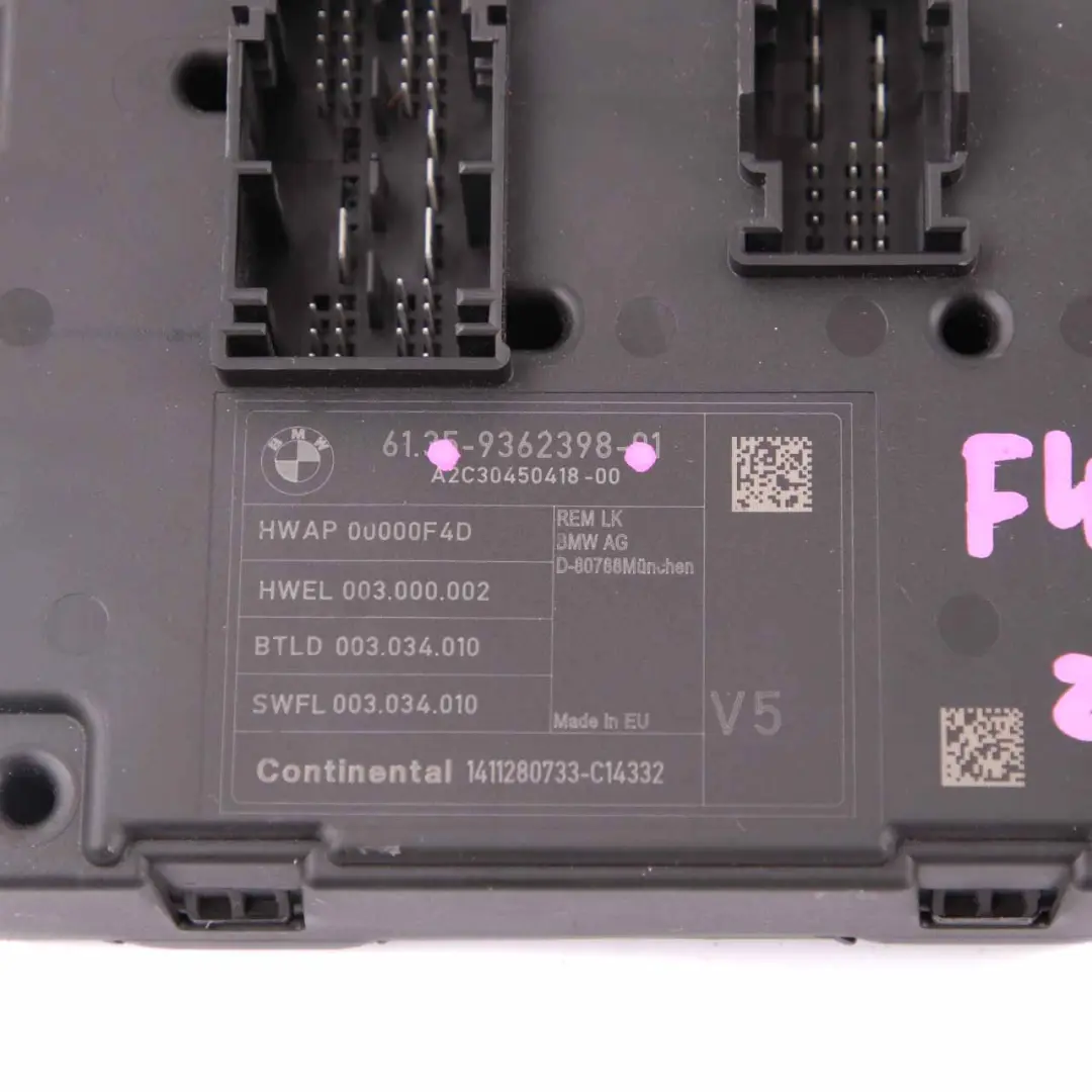 BMW F20 F21 F30 F31 F32 F45 Body Control Unit Module REM - SKU 9362398 - Part number 9362398