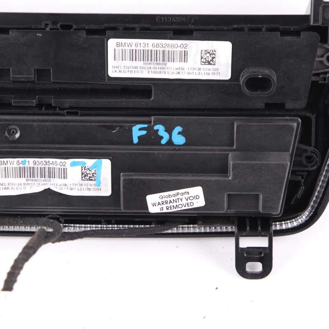 Switch Panel BMW F20 LCI F30 Automatic Air Conditioning Radio Player to with Part number 9363546 Switch Panel BMW F20 LCI F30 Automatic Air Conditioning Radio Player - SKU 9363546-1 - Part number 9363546