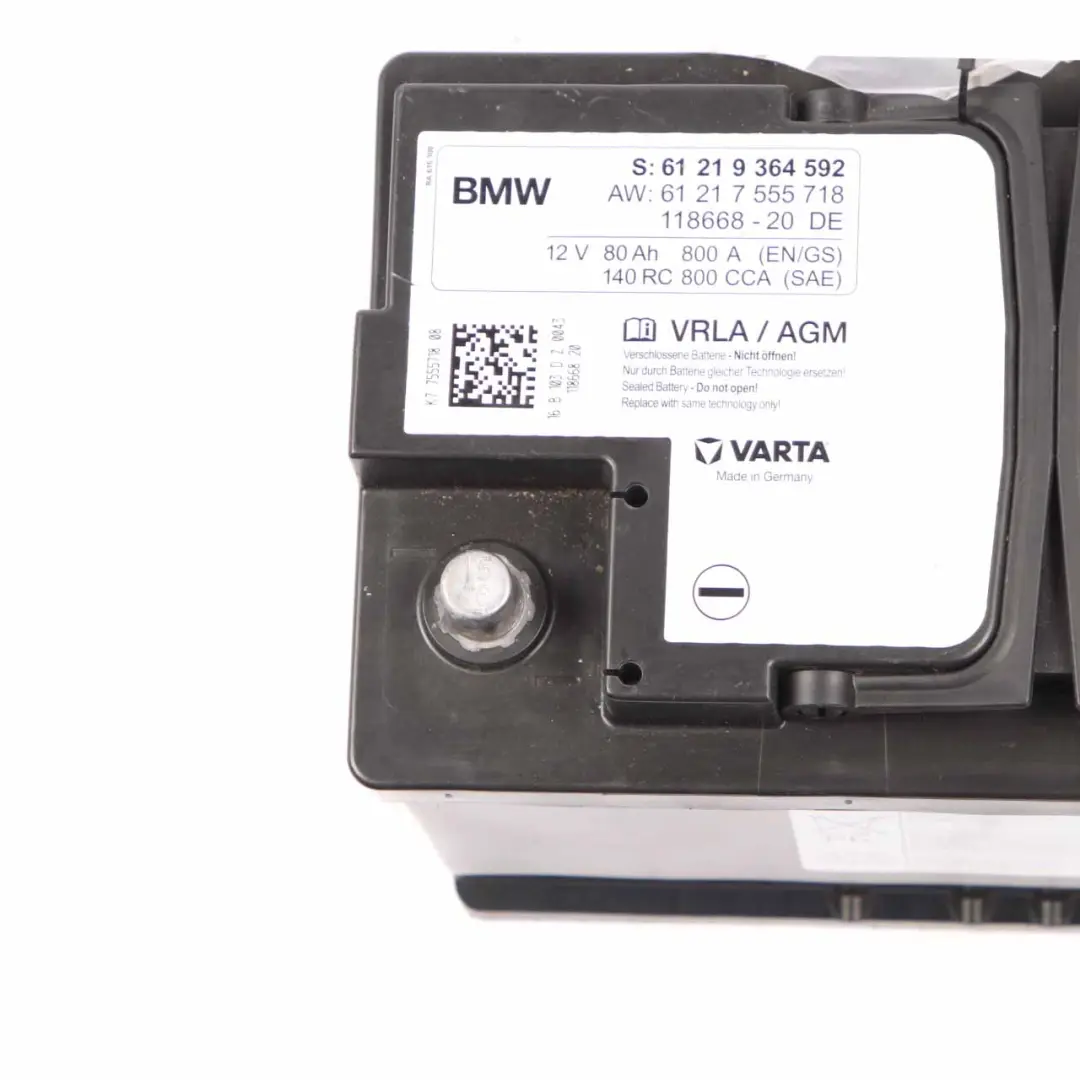 BMW Varta VRLA / AGM 12V Accumulator Battery 80Ah 800A 7555718 - SKU 9364592 - Part number 9364592