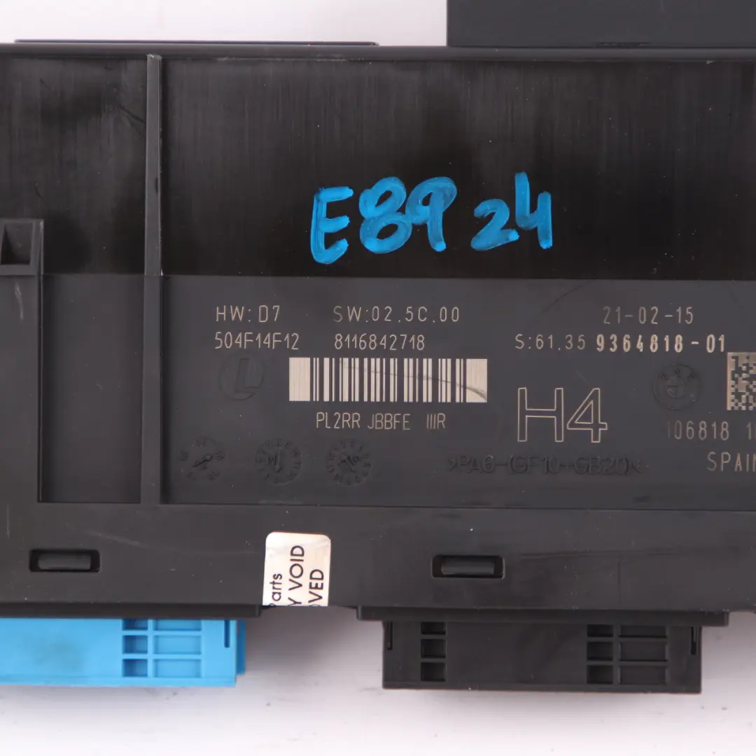 BMW Z4 E89 ECU Body Control Modul Anschlussdose H2 PL2RR JBBFE IIIR - SKU 9364818 - Teilenummer 9364818