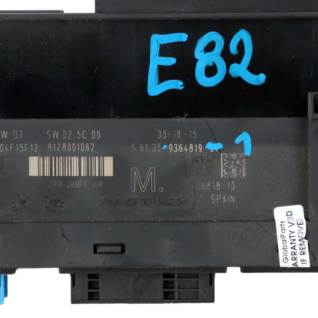 BMW 1 Series E82 ECU Body Control Module M Junction Box PL2RR JBBFE IIIR - SKU 9364819-1 - Part number 9364819