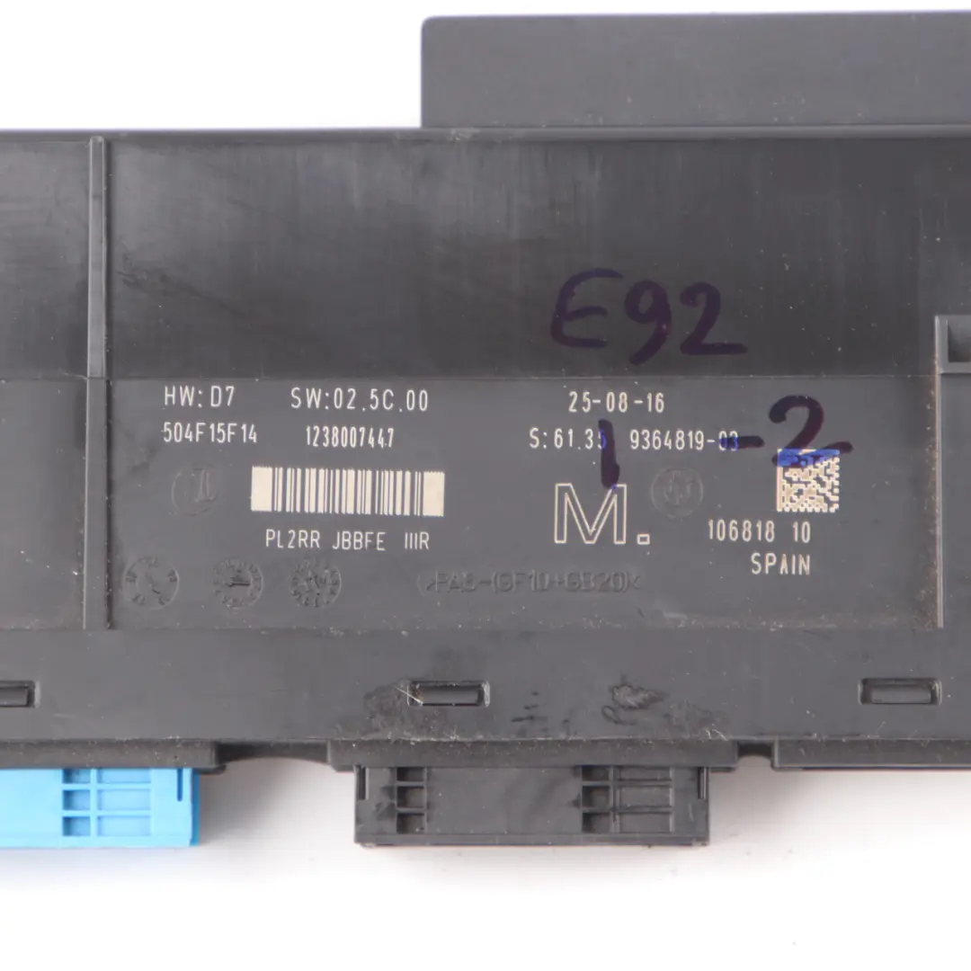 ECU Body Control Module M Junction Box PL2RR JBBFE IIIR to BMW E92 with Part number 9364819 BMW E92 ECU Body Control Module M Junction Box PL2RR JBBFE IIIR - SKU 9364819-2 - Part number 9364819