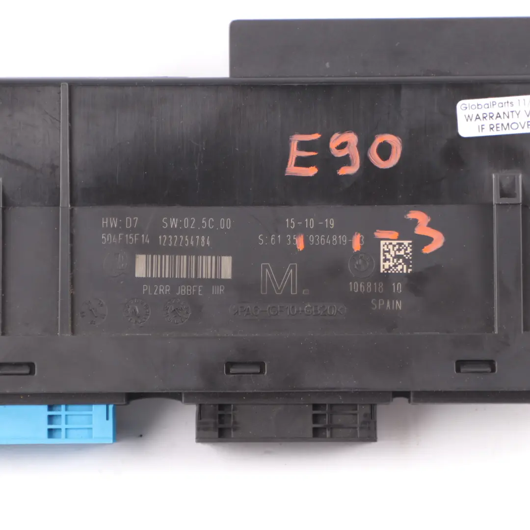 BMW E90 Body Control Module M Junction Box PL2RR JBBFE IIIR ECU - SKU 9364819-3 - Part number 9364819