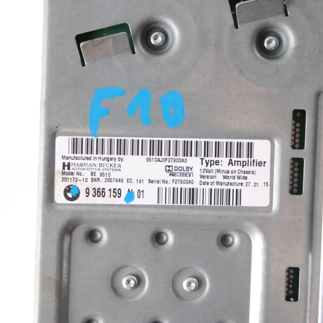 Audio Amplifier BMW F10 F11 F12 F13 Harman Kardon Top HIFI System Unit to with Part number 9366159 Audio Amplifier BMW F10 F11 F12 F13 Harman Kardon Top HIFI System Unit - SKU 9366159 - Part number 9366159