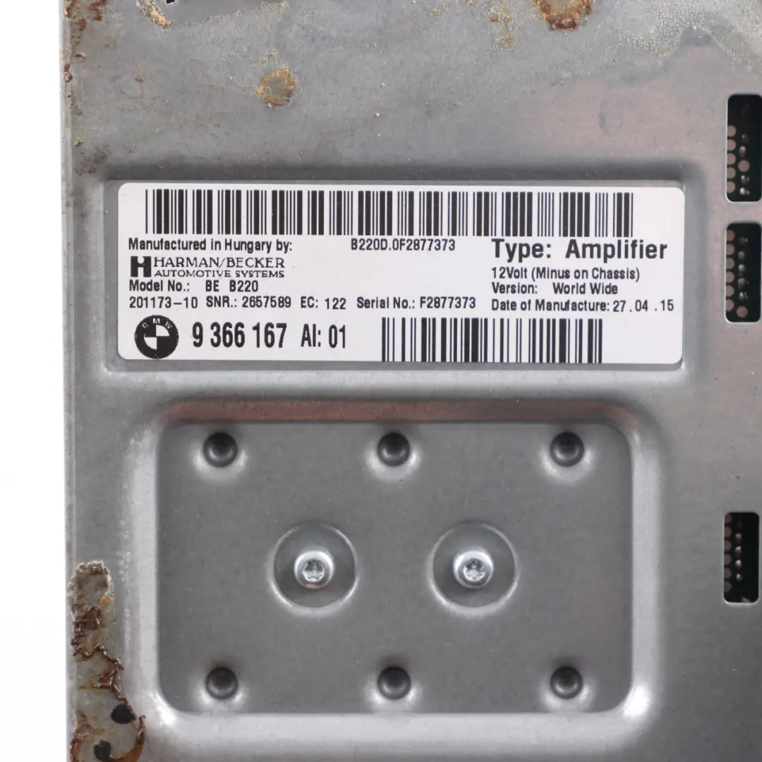 Top Hifi Audio System AMP Amplifier Harman Kardon to BMW F30 F31 F32 F36 with Part number 9366167 BMW F30 F31 F32 F36 Top Hifi Audio System AMP Amplifier Harman Kardon - SKU 9366167 - Part number 9366167