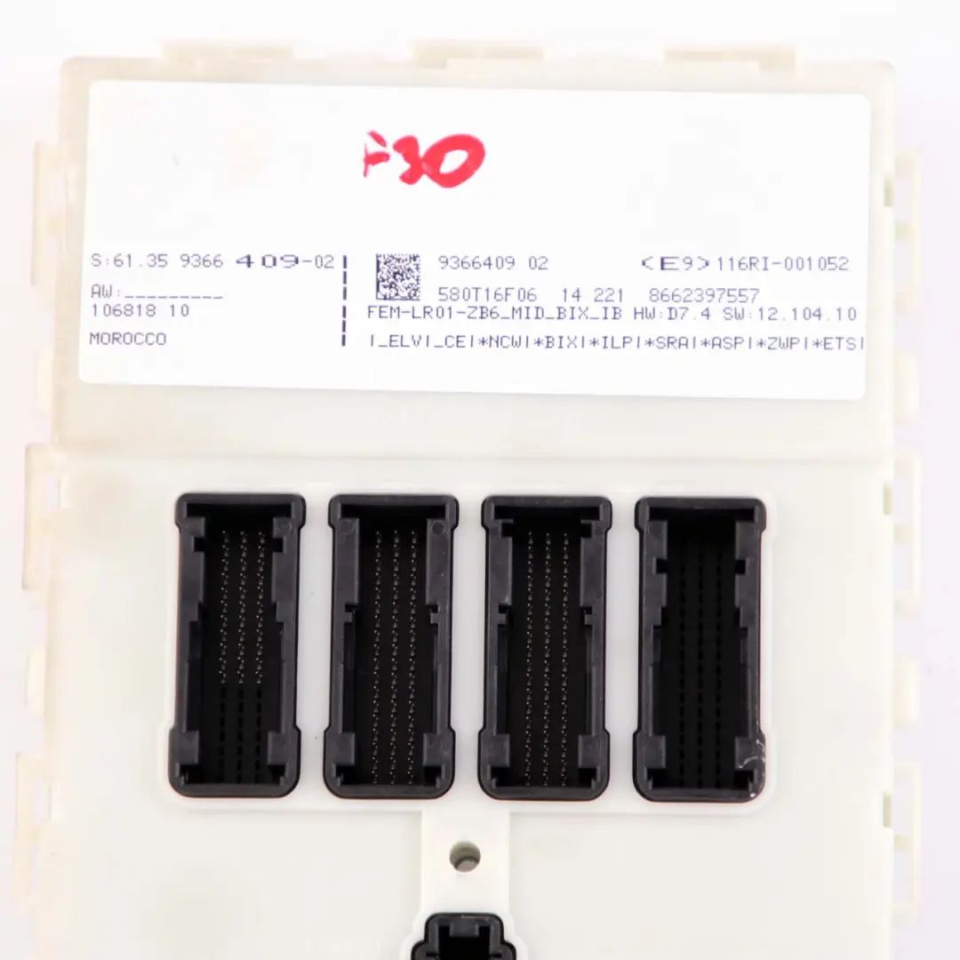 Modulo Unità Controllo FEM per BMW F20 F21 F22 F30 F31 F32 F36 con numero di parte 9366409 BMW F20 F21 F22 F30 F31 F32 F36 Modulo Unità Controllo FEM - SKU 9366409 - Numero di parte 9366409