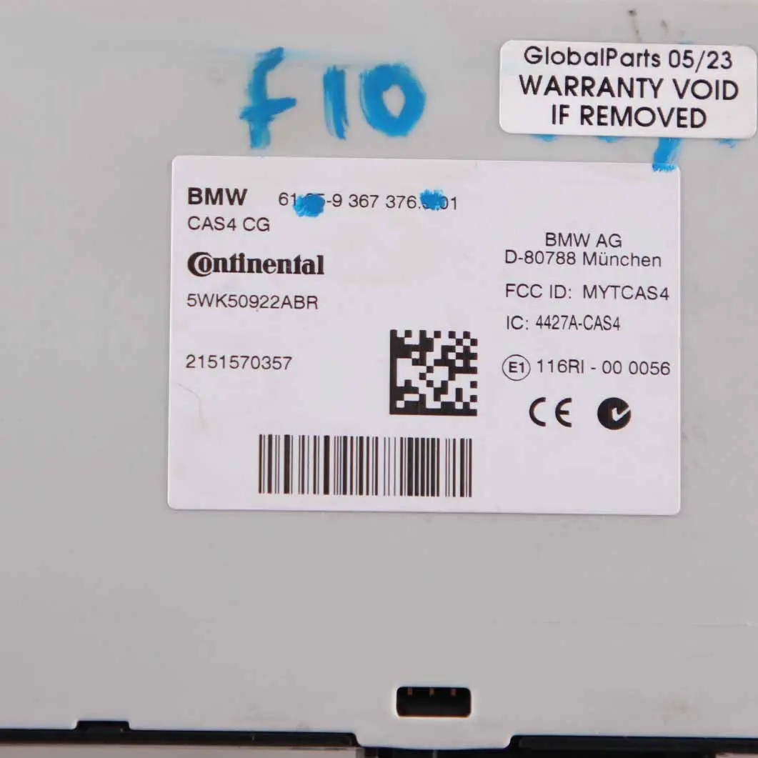  Control Unit BMW F01 F02 F07 F10 F11 CAS4 Key Reading Module - SKU 9367376 - Part number 9367376