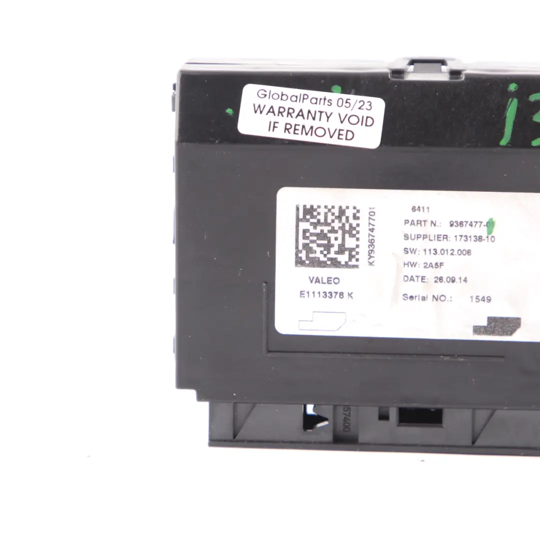 BMW i3 I01 Control Unit Module ECU Valeo - SKU 9367477 - Part number 9367477
