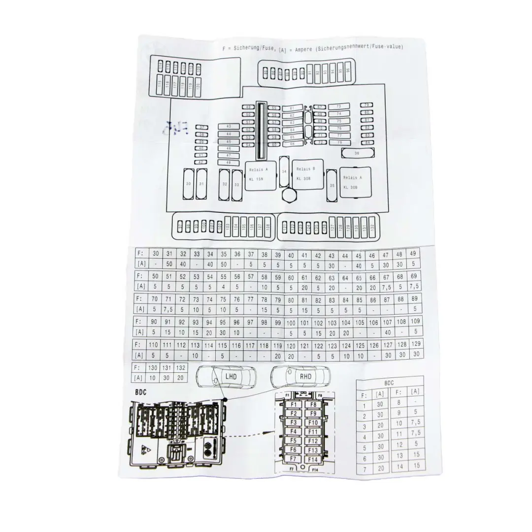 BMW 2 X1 X2 F39 F45 F48 Schemat Skrzynki Bezpieczników - SKU 9367814 - Numer Części 9367814