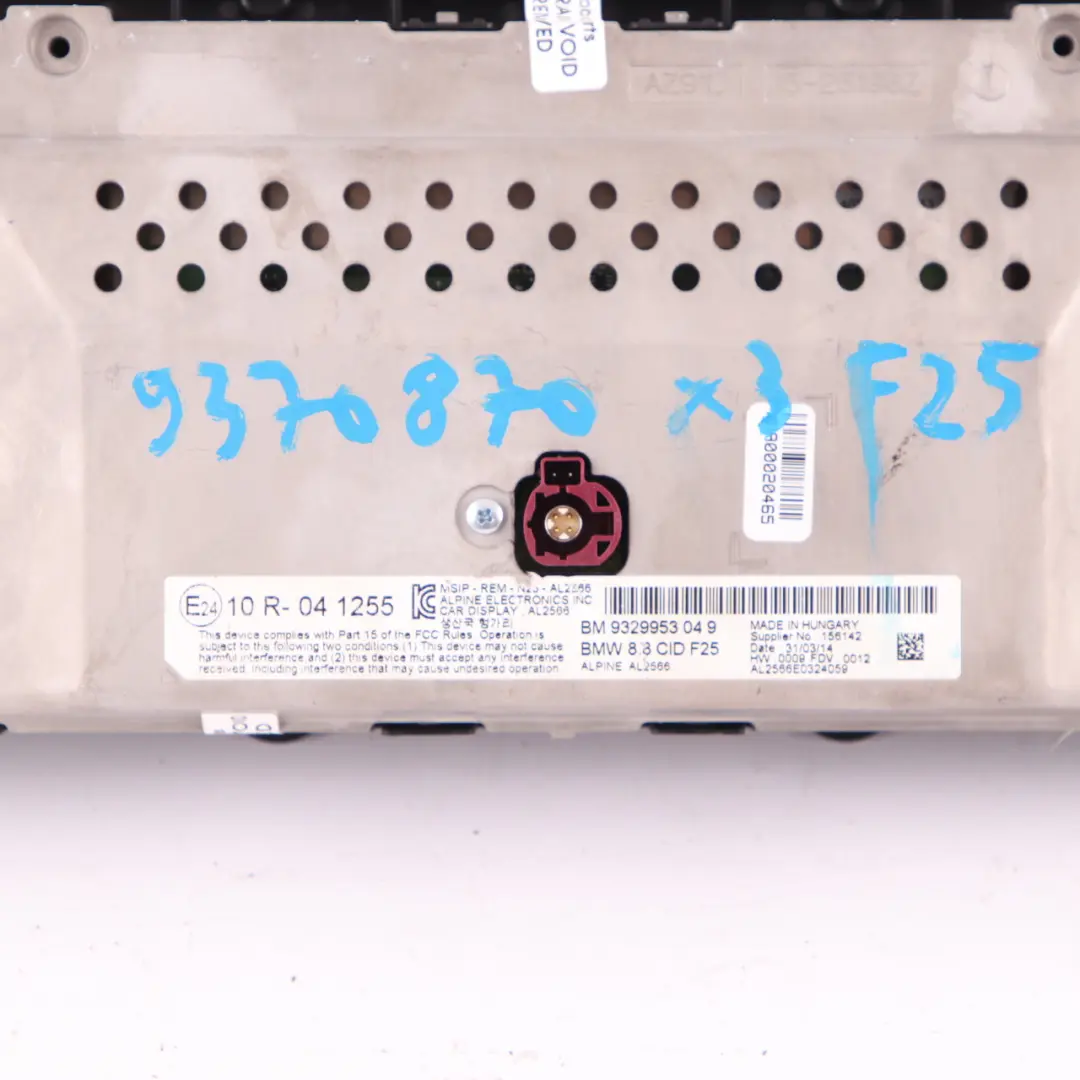 BMW X3 F25 X4 F26 Monitor Dashboard Display Centrale Schermo 8,8" 9329953 - SKU 9370870 - Numero di parte 9370870