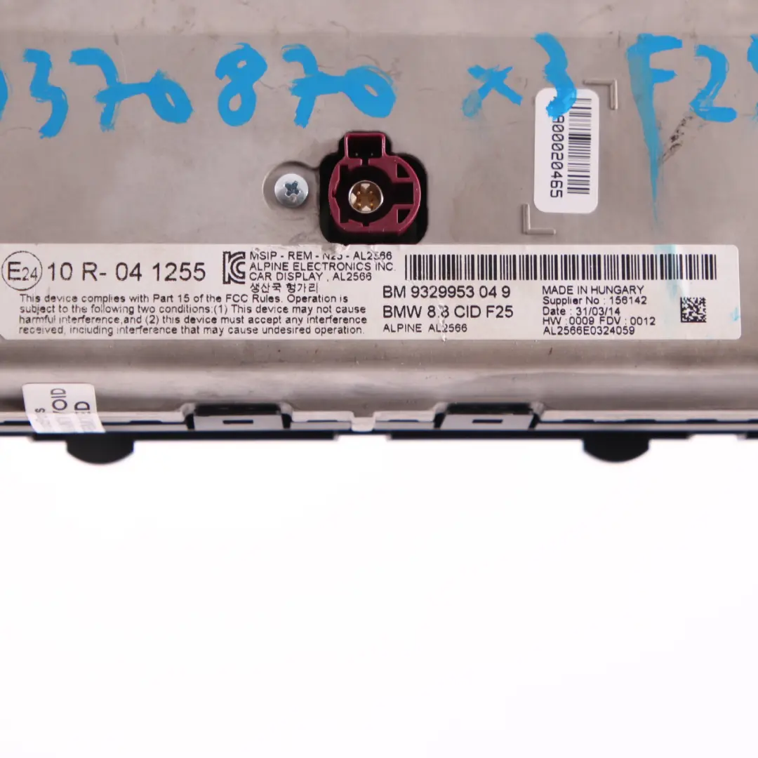 Ekran Wyświetlacz Centralny 8,8" 9329953 do BMW X3 F25 X4 F26 o numerze 9370870 BMW X3 F25 X4 F26 Ekran Wyświetlacz Centralny 8,8" 9329953 - SKU 9370870 - Numer Części 9370870