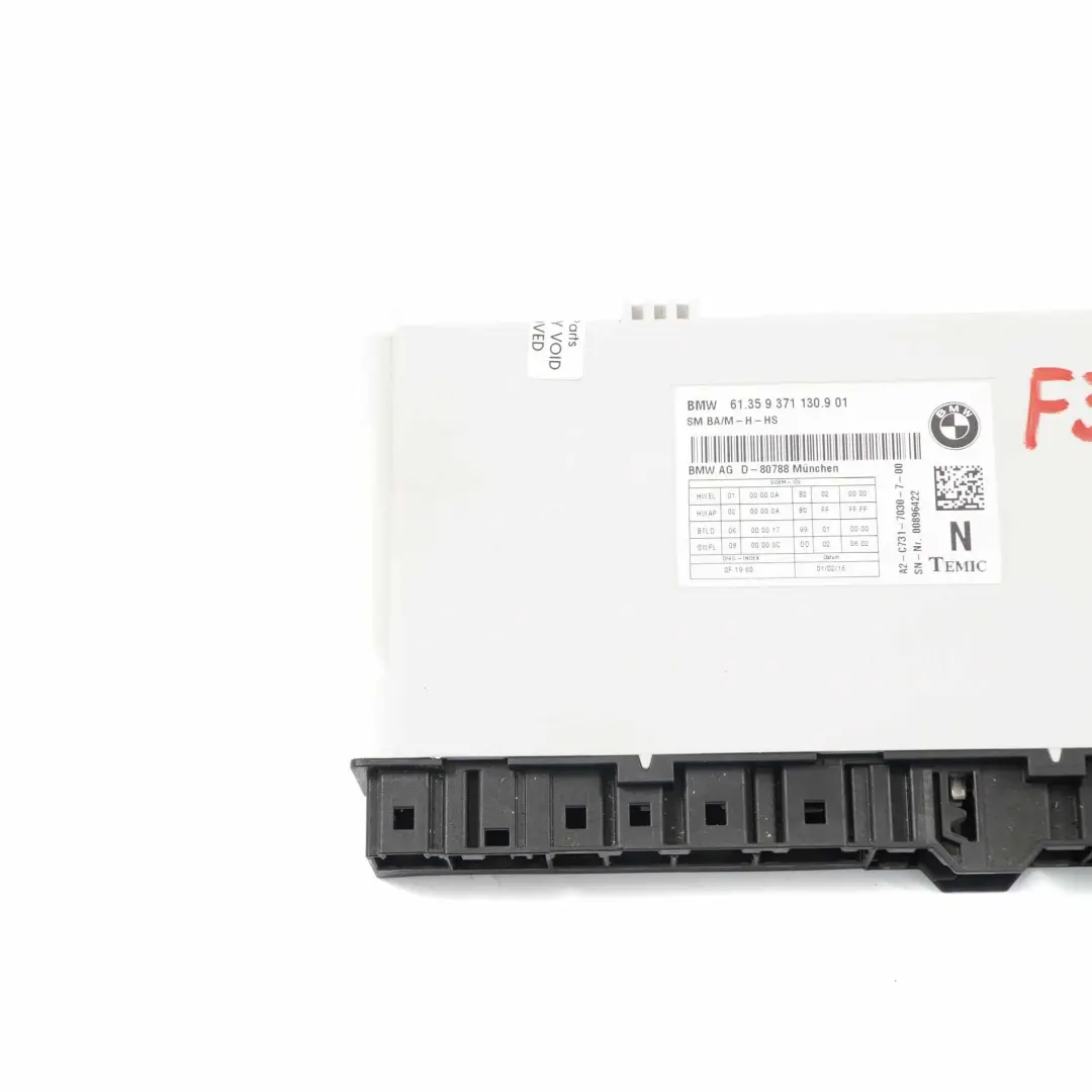 Control Unit Seat Module Unit Controller ECU to BMW F30 Seat with Part number 9371130 BMW F30 Seat Control Unit Seat Module Unit Controller ECU - SKU 9371130 - Part number 9371130