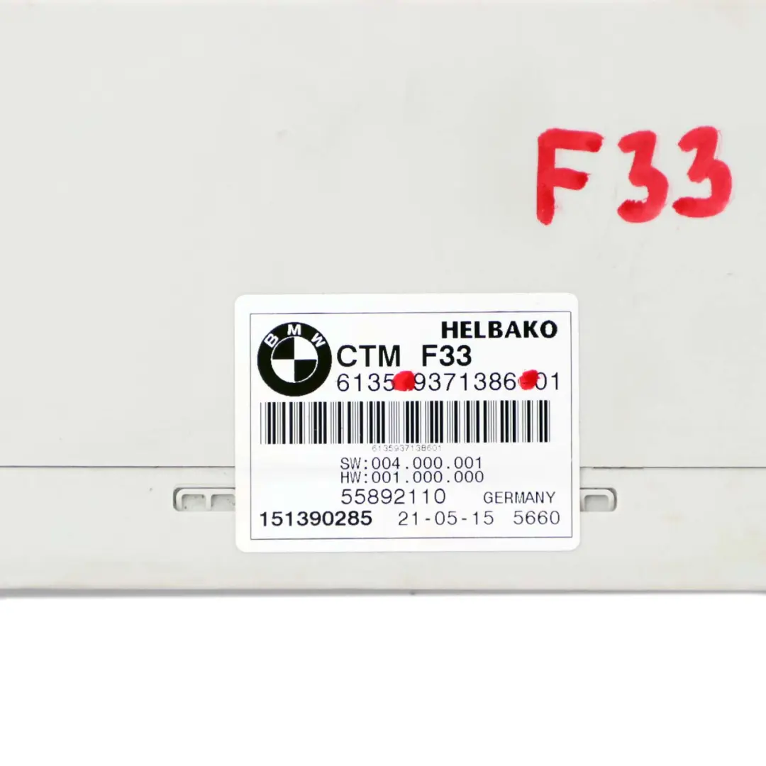 BMW F33 F83 M4 Module de capote CTM Unit - SKU 9371386 - Numéro de pièce 9371386