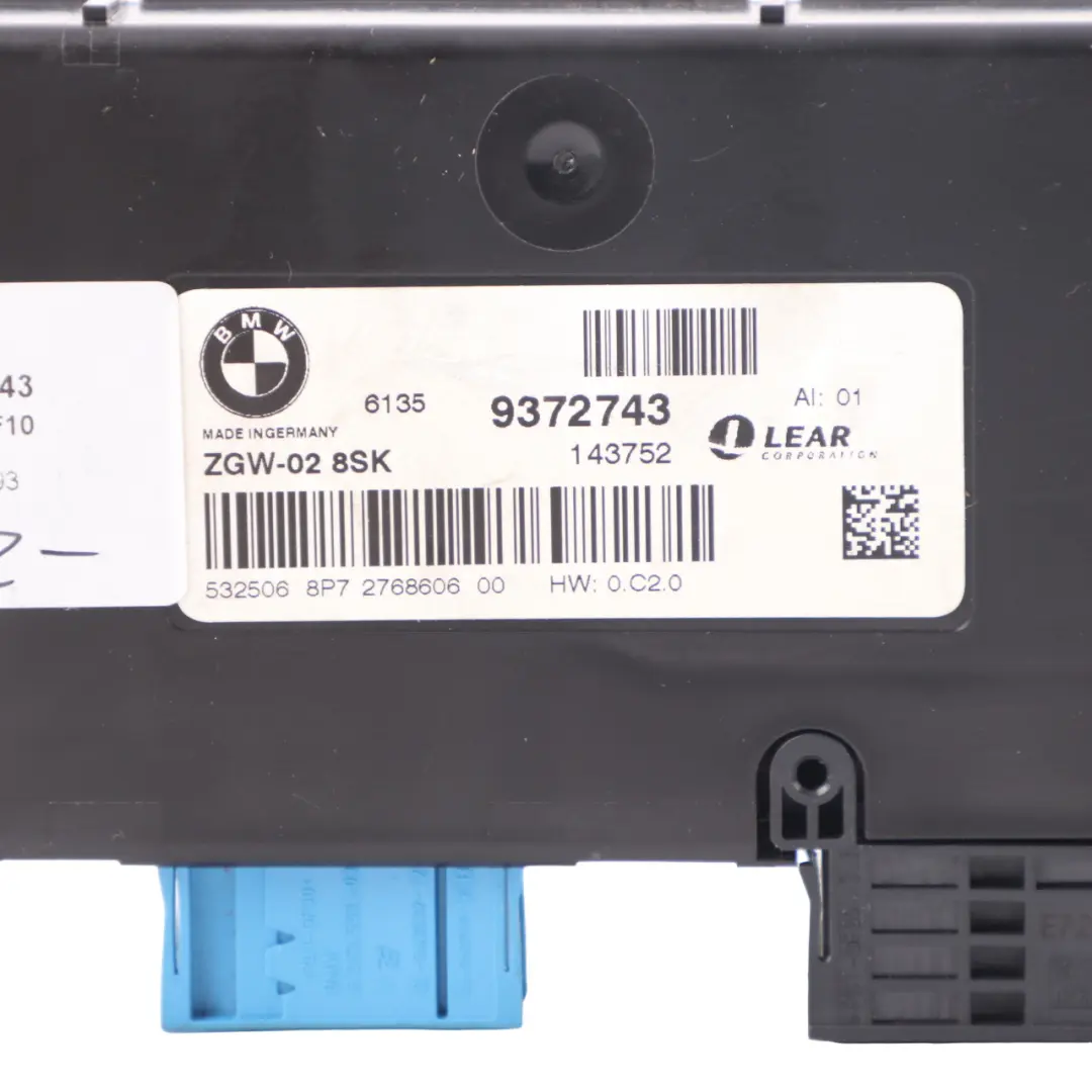 BMW F01 LCI Zentrales Gateway Modul LEAR ZGW-02 9291449 - SKU 9372743 - Teilenummer 9372743