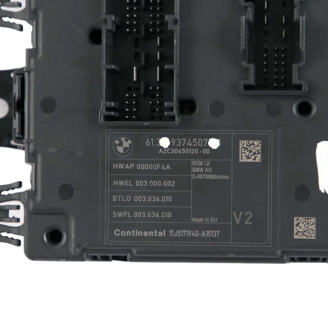 REM Rear Electronic Module Fuse Box Control Unit V2 to BMW F23 with Part number 9374507 BMW F23 REM Rear Electronic Module Fuse Box Control Unit V2 - SKU 9374507 - Part number 9374507