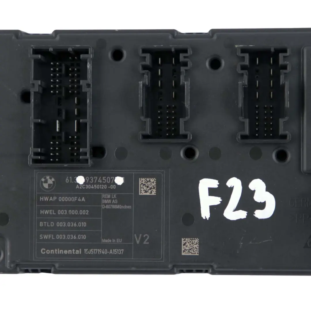 BMW F23 REM Modulo Elettronico Posteriore Scatola Fusibili Unità Controllo V2 - SKU 9374507 - Numero di parte 9374507