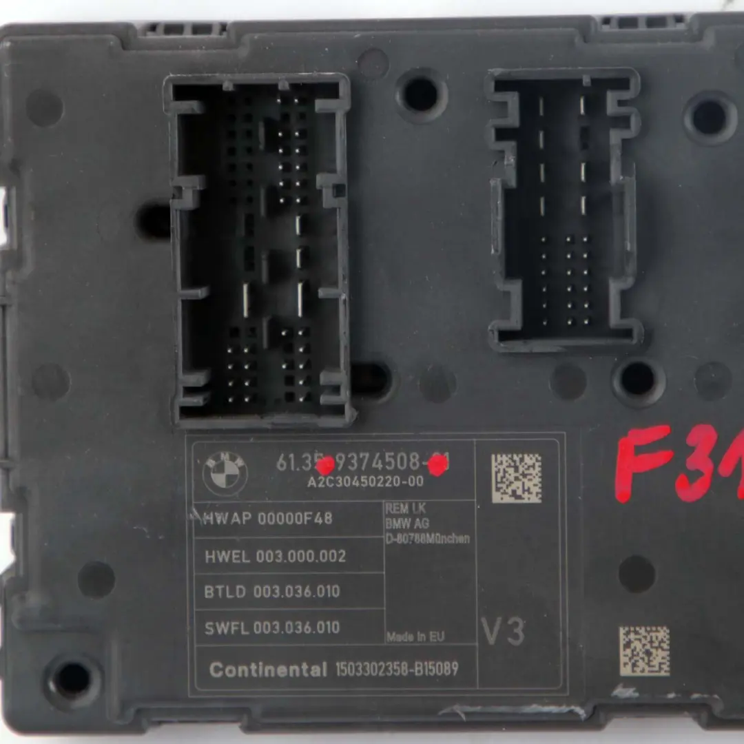 BMW F20 F21 F30 F31 REM Rear Electronic Module Fuse Box Control Unit V3 - SKU 9374508 - Part number 9374508