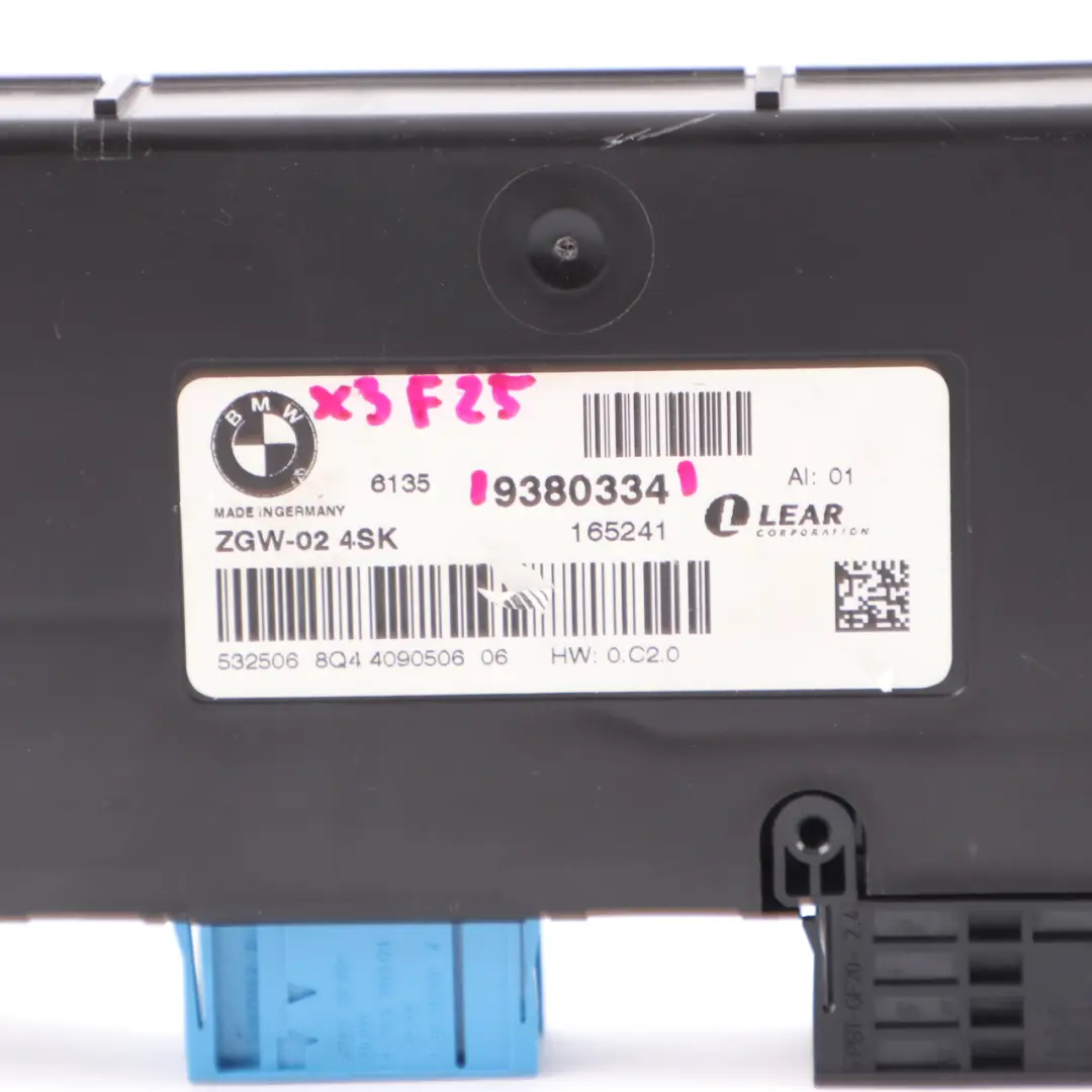 BMW X3 F25 Central Gateway Module Control Unit Lear ZGW-02 4SK - SKU 9380334 - Part number 9380334