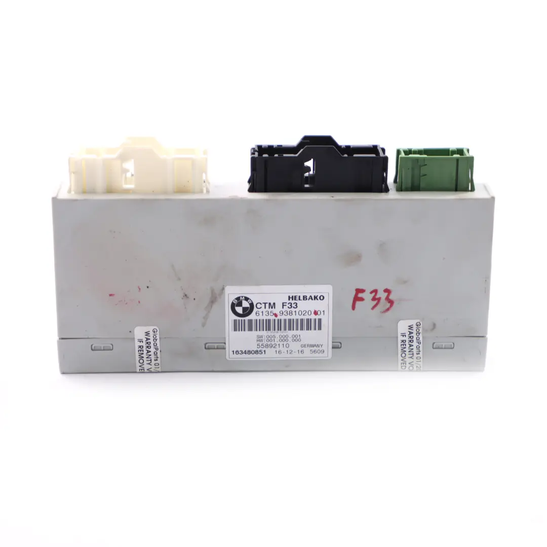 Folding Top Roof ECU Module Control Unit CTM to BMW F33 F83 M4 Convertible with Part number 9381020 BMW F33 F83 M4 Convertible Folding Top Roof ECU Module Control Unit CTM - SKU 9381020 - Part number 9381020