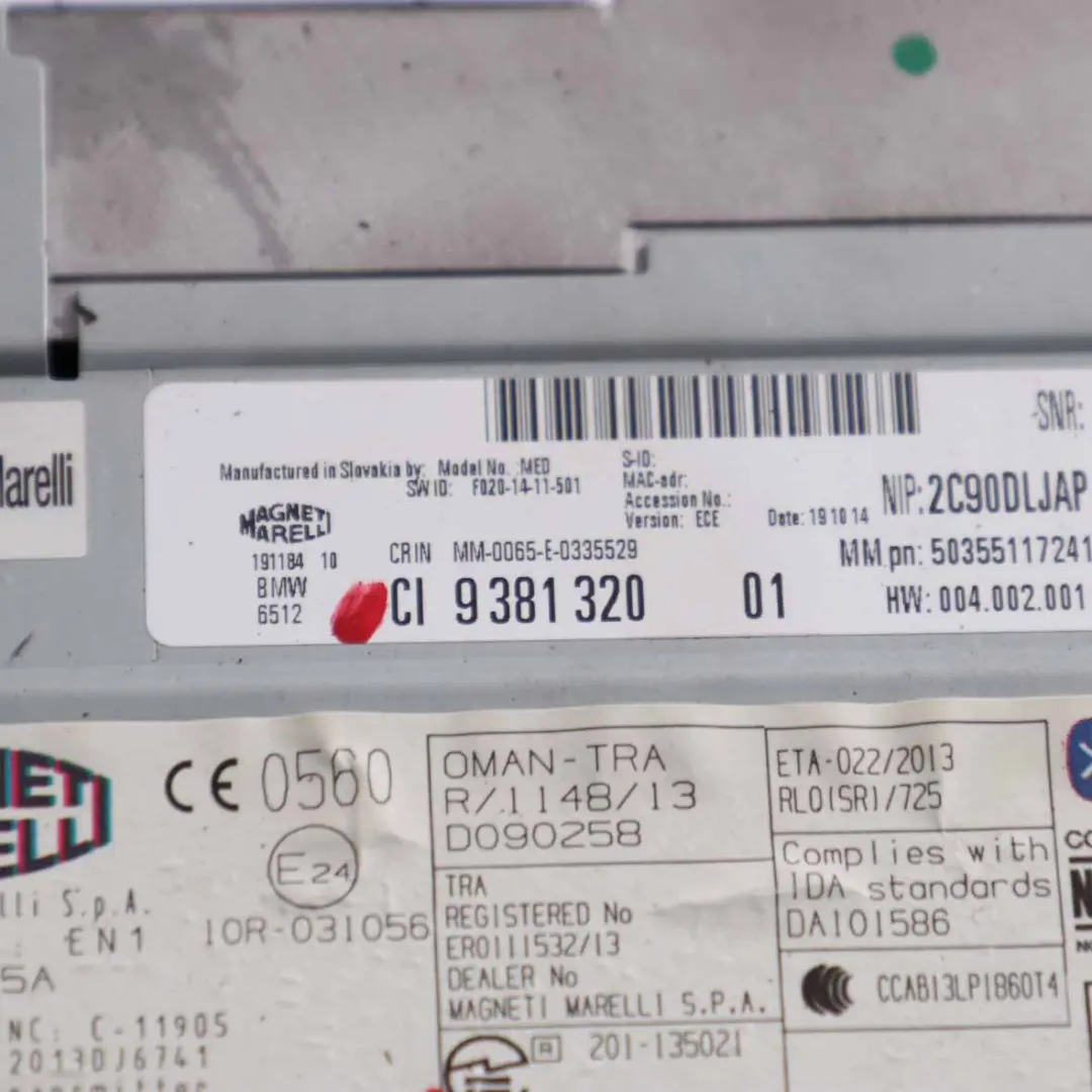 Unità principale di base Media DAB per BMW F45 Mini F55 F56 con numero di parte 9381320 BMW F45 Mini F55 F56 Unità principale di base Media DAB - SKU 9381320 - Numero di parte 9381320