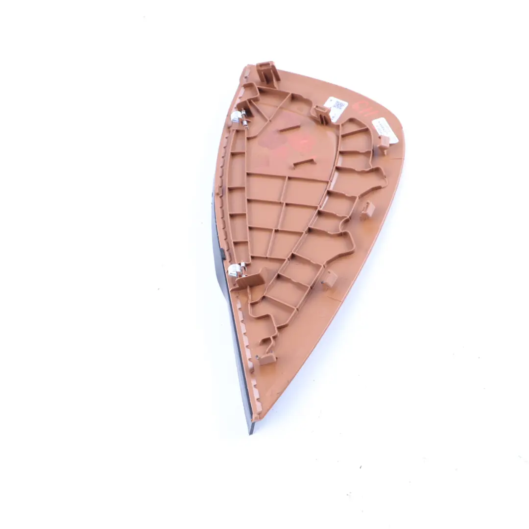 Dashboard Side Cover Front Right O/S Panel Trim Cognac Brown to BMW G11 with Part number 9381386 BMW G11 Dashboard Side Cover Front Right O/S Panel Trim Cognac Brown - SKU rhd-9381386 - Part number 9381386