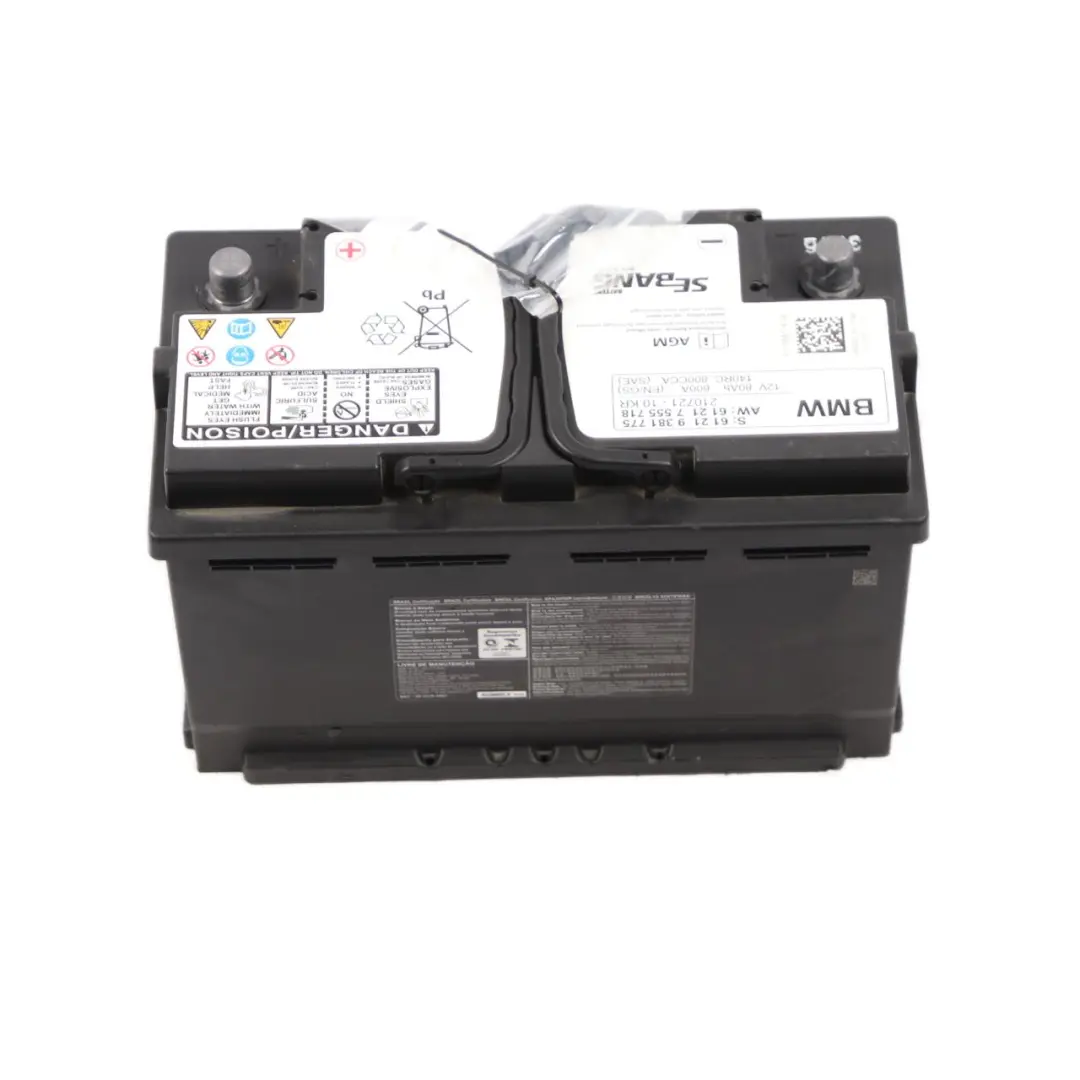 SEBANG AGM 12V Accumulator Battery 80Ah 800A 7555718 to BMW with Part number 9381775 BMW SEBANG AGM 12V Accumulator Battery 80Ah 800A 7555718 - SKU 9381775 - Part number 9381775