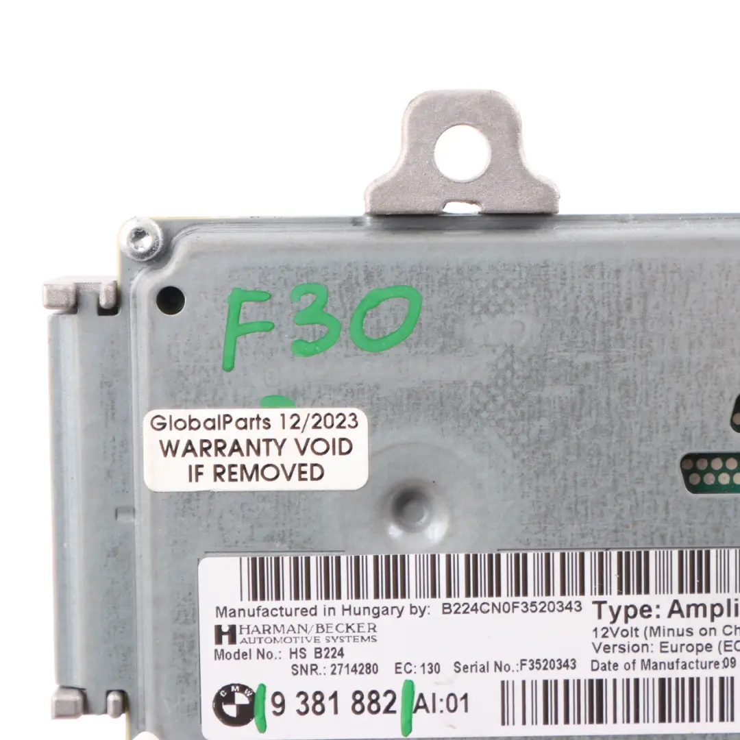 Sound-Verstärker Hifi Audio Steuergerät Harman Becker für BMW F30 F31 F80 M3 mit Teilenummer 9381882 BMW F30 F31 F80 M3 Sound-Verstärker Hifi Audio Steuergerät Harman Becker - SKU 9381882 - Teilenummer 9381882