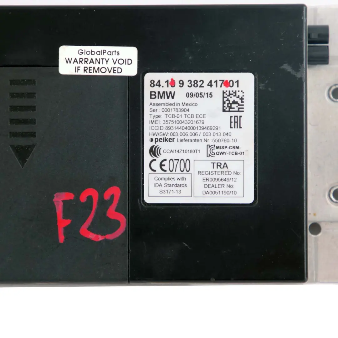 BMW F10 F20 F23 F30 Module télématique GPS téléservices Bluetooth - SKU 9382417 - Numéro de pièce 9382417