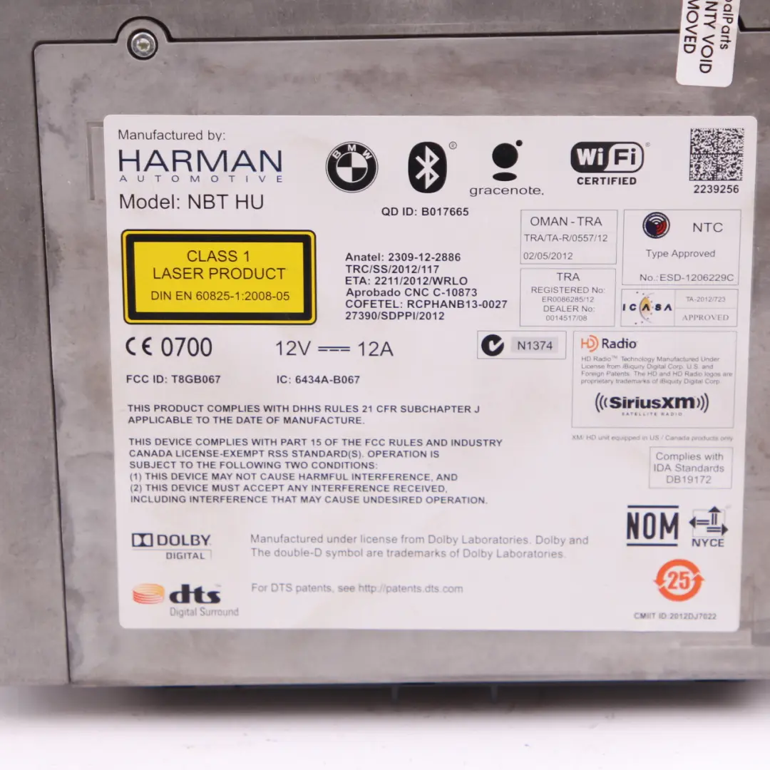  Unité tête BMW F10 F20 F22 F30 Navigation Sat Nav High Control Module - SKU 9383069 - Numéro de pièce 9383069