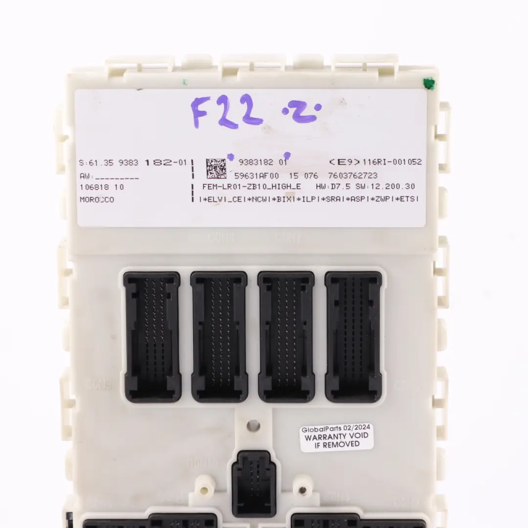 BMW F20 F21 F22 F30 F31 F32 F36 Body Control Module Unit FEM LR01 - SKU 9383182 - Part number 9383182