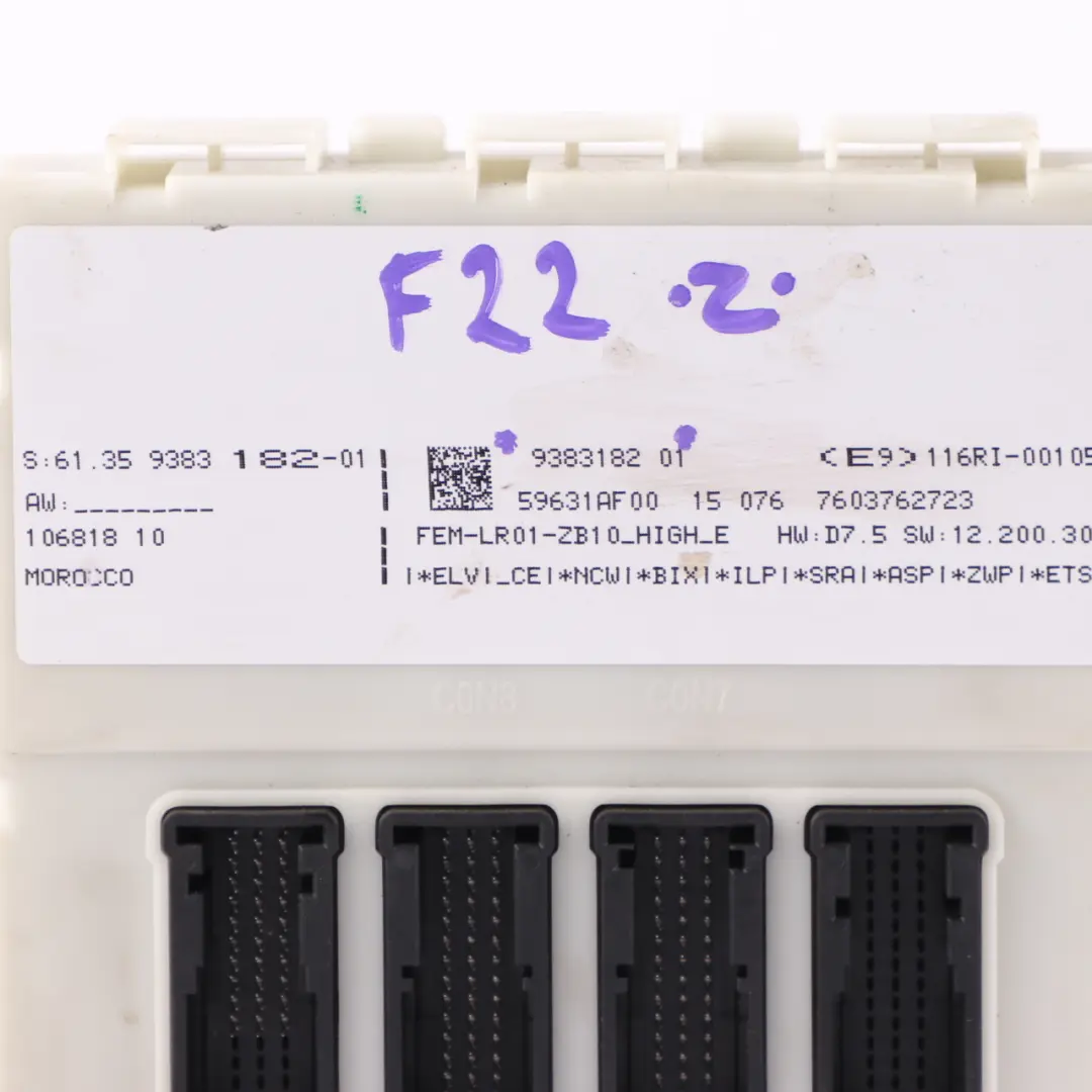 BMW F20 F21 F22 F30 F31 F32 F36 Module contrôle FEM LR01 - SKU 9383182 - Numéro de pièce 9383182