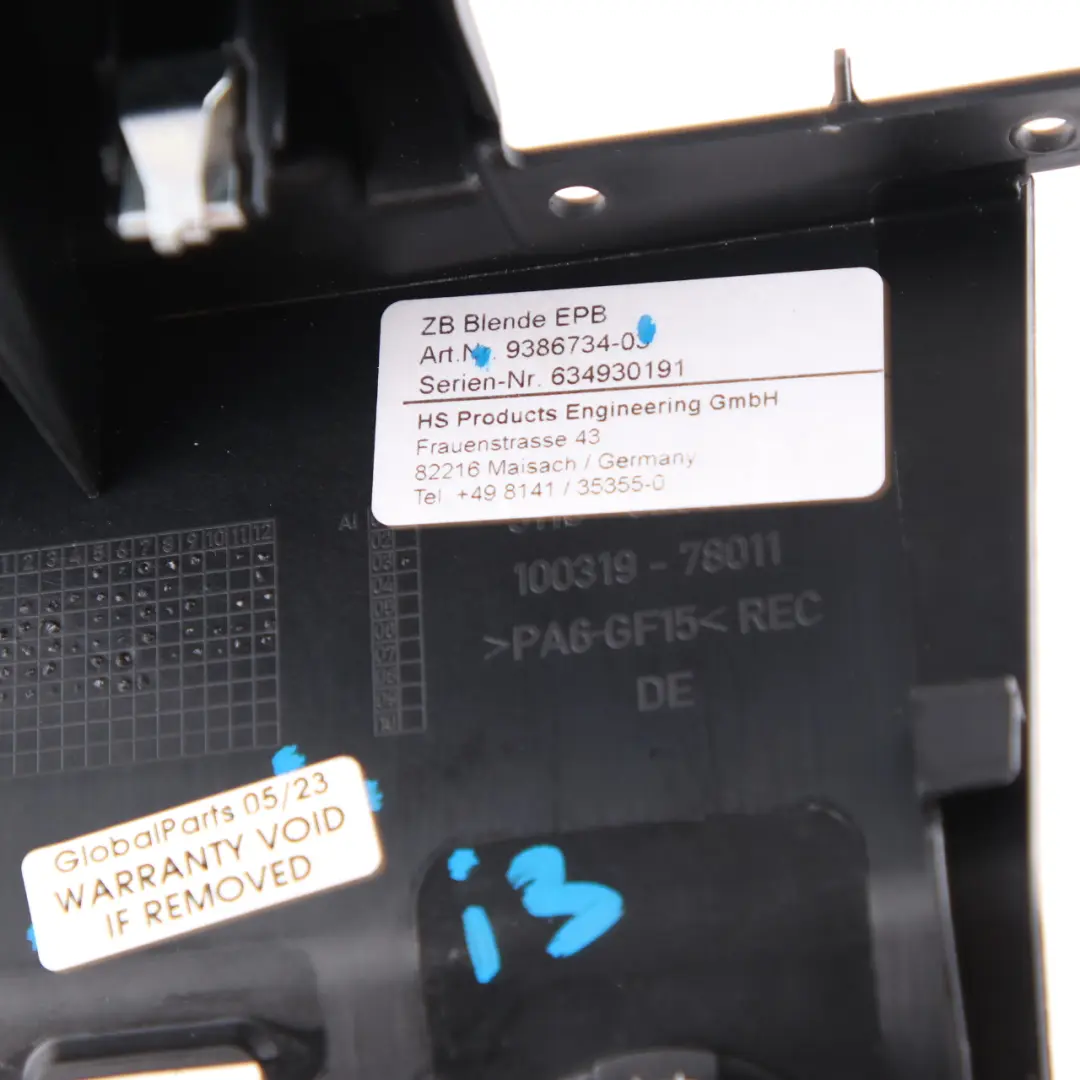 BMW i3 I01 Centre Console Middle Trim Switch Cover Lighter Socket - SKU 9386734 - Part number 9386734