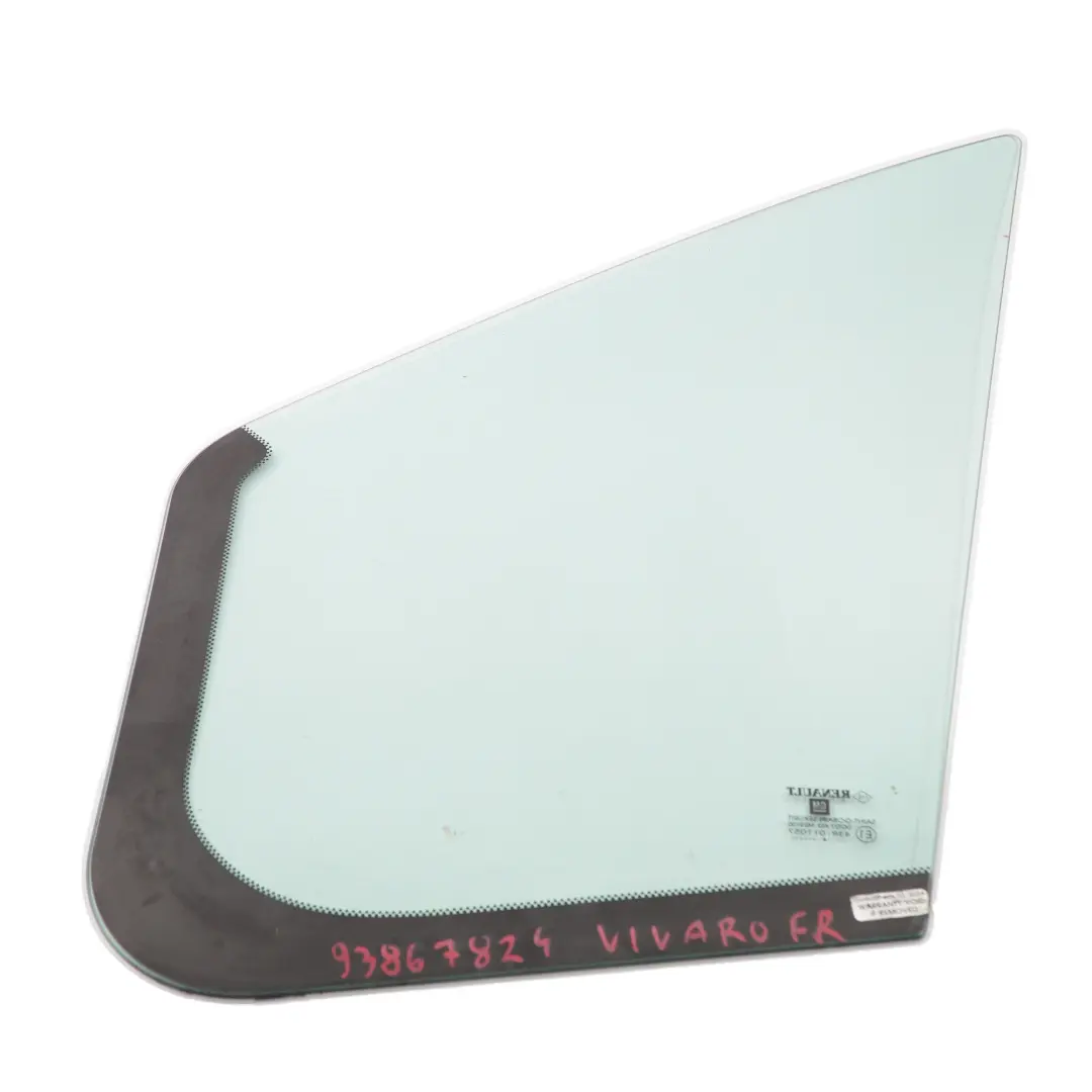 Ventana Cuarto Puerta Delantera Derecha AS2 para Renault Trafic 3 Vivaro B con número de pieza 93867824 Renault Trafic 3 Vivaro B Ventana Cuarto Puerta Delantera Derecha AS2 - SKU 93867824 - Número de pieza 93867824